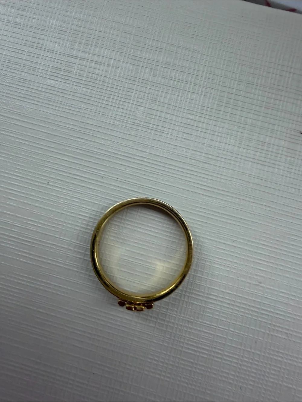 Tory Burch Gold Ring with Black Enamel Band and Logo